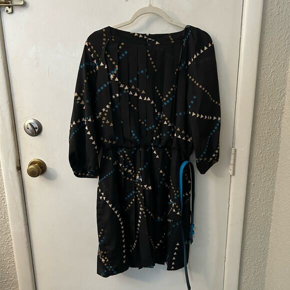 Jessica Simpson Long Sleeve Cutout Geometric Print 8 Black/Blue/Bronze Party - Picture 1 of 5